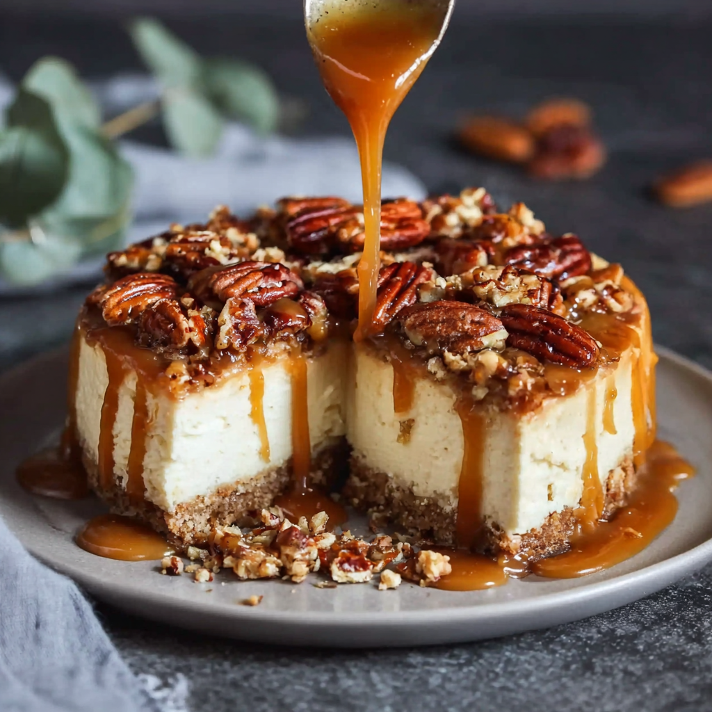 Pecan and Homemade Caramel Cheesecake (Rich, Buttery & Show-Stopping)