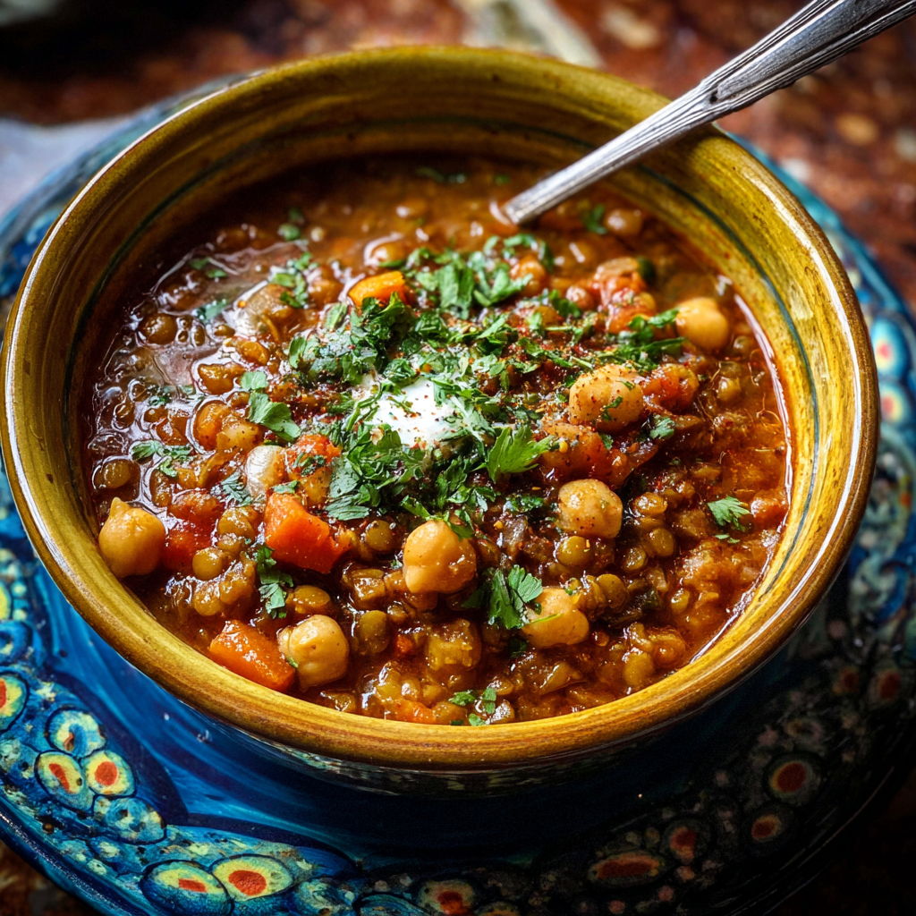 Crockpot Moroccan Lentil & Chickpea Soup 🥣🌶️ (Warm, Hearty & Spiced)