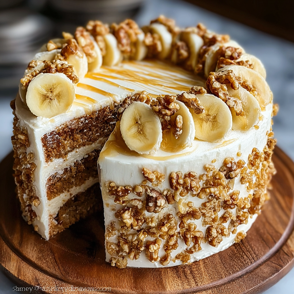 Heavenly Banana Walnut Cream Cake