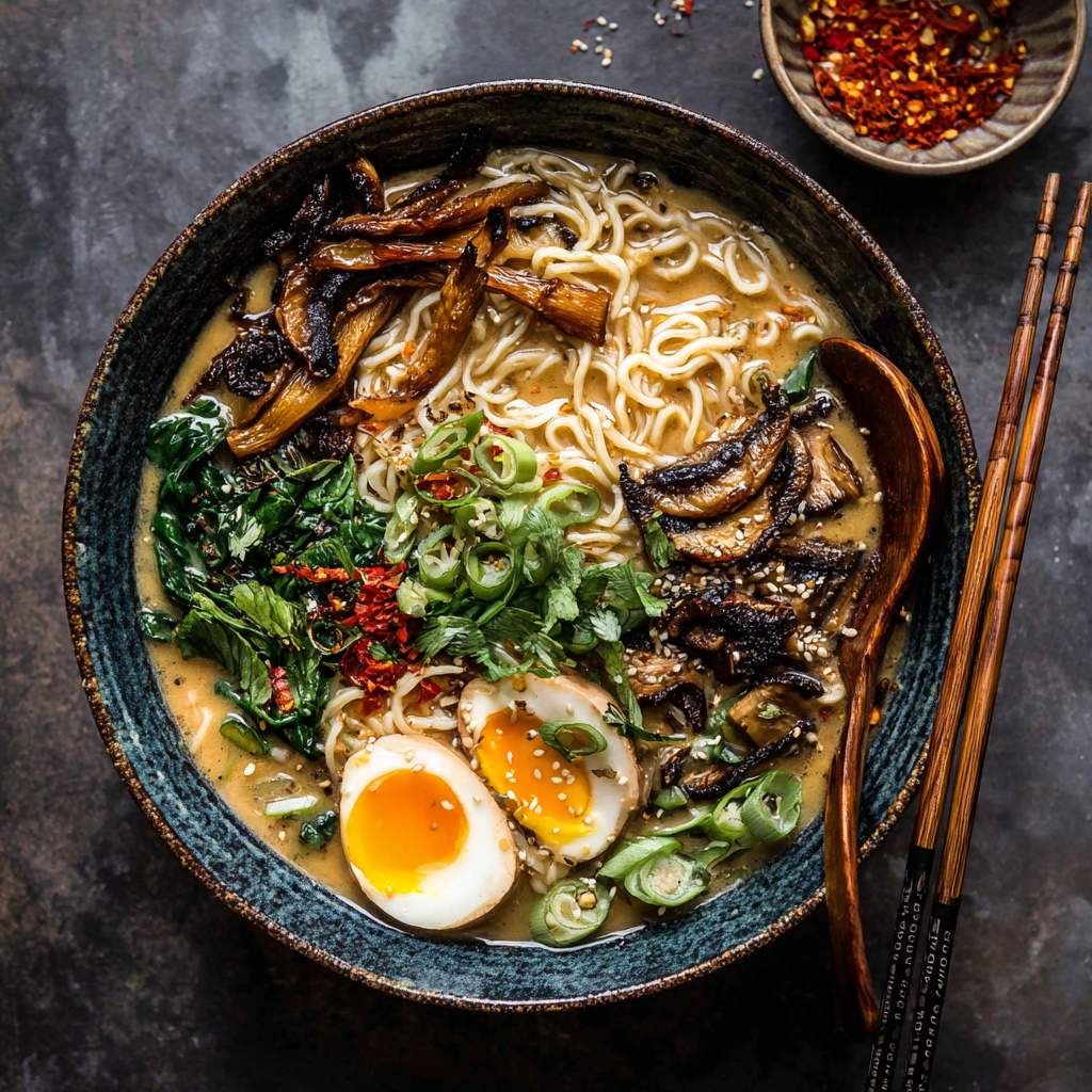 30-Minute Creamy Sesame Miso Ramen with Crispy Mushrooms 🍜🍄 (Rich, Savory & Comforting)