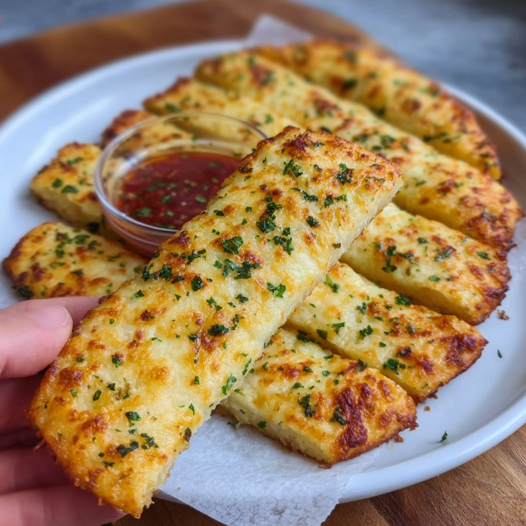 Keto Cheesy Garlic Breadsticks