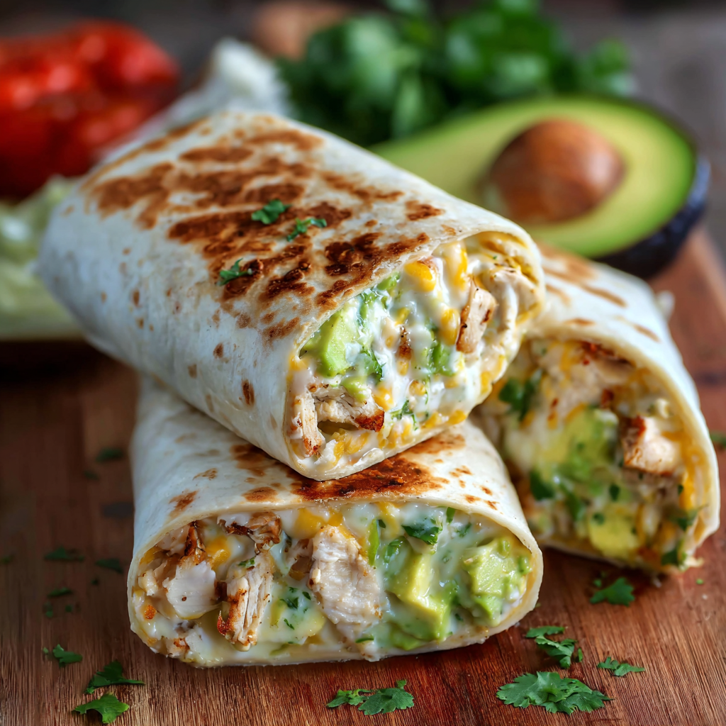 Chicken Avocado Ranch Burritos