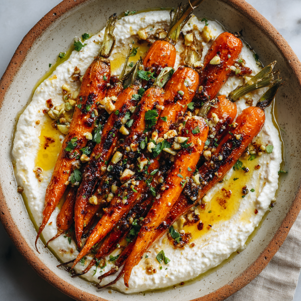Roasted Carrots with Whipped Ricotta & Hot Honey
