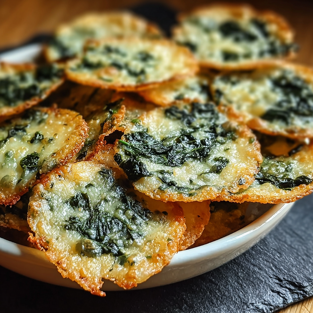 Cheese and Spinach Crisps