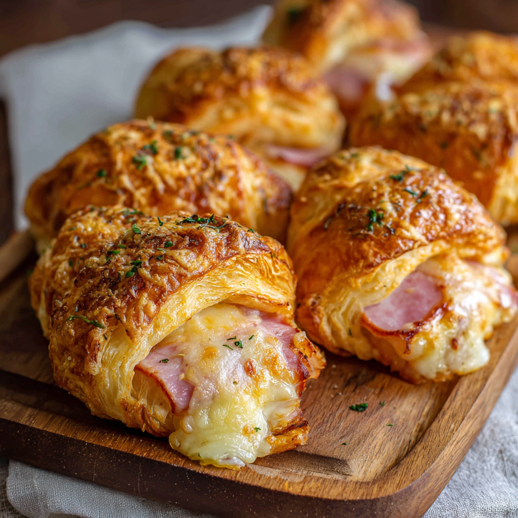 Baked Ham and Cheese Croissants (Buttery, Golden & Melty)