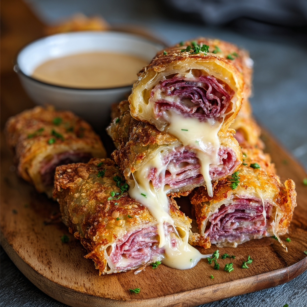Keto Crispy Reuben Roll-Ups 🥓🧀🥒 (Low-Carb Appetizer Delight)