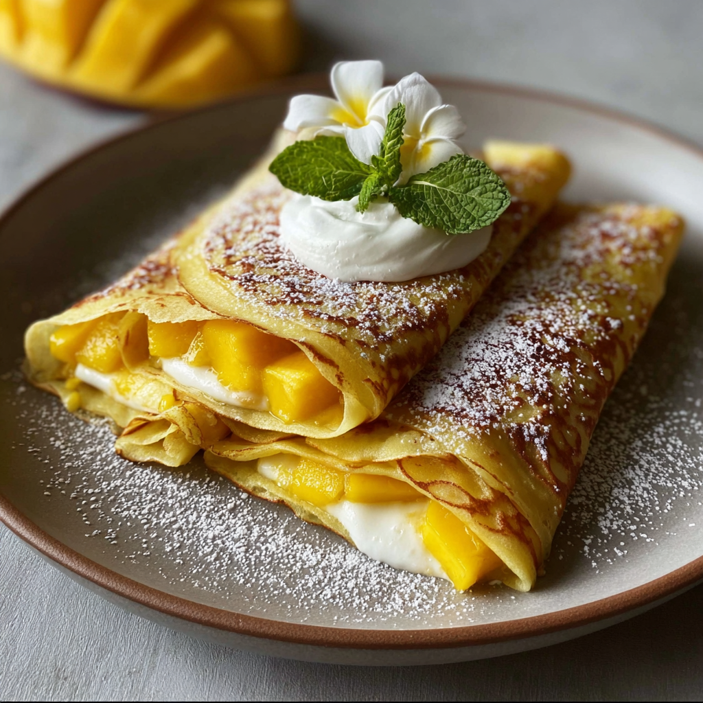 Mango Crepes (Soft, Fruity & Light Dessert Crepes) 🥭🥞