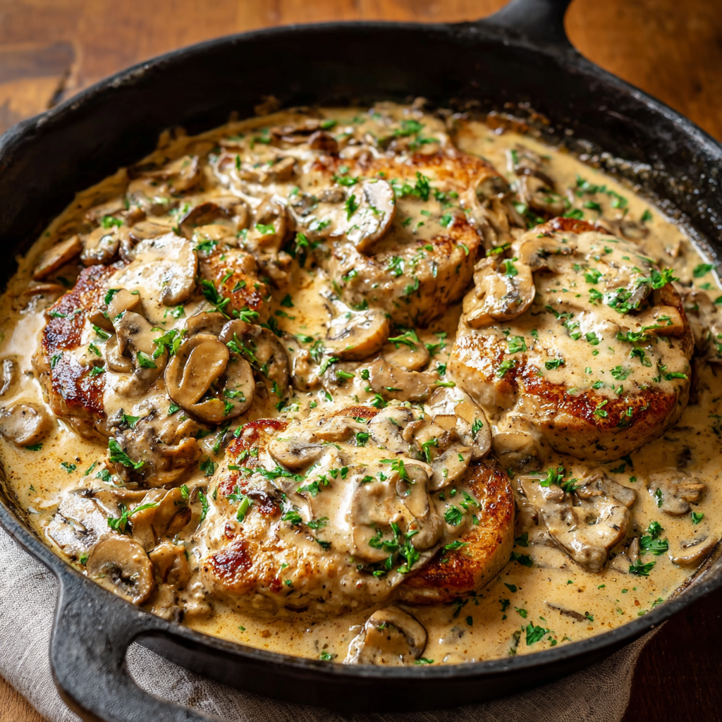 Easy Skillet Cream of Mushroom Pork Chops