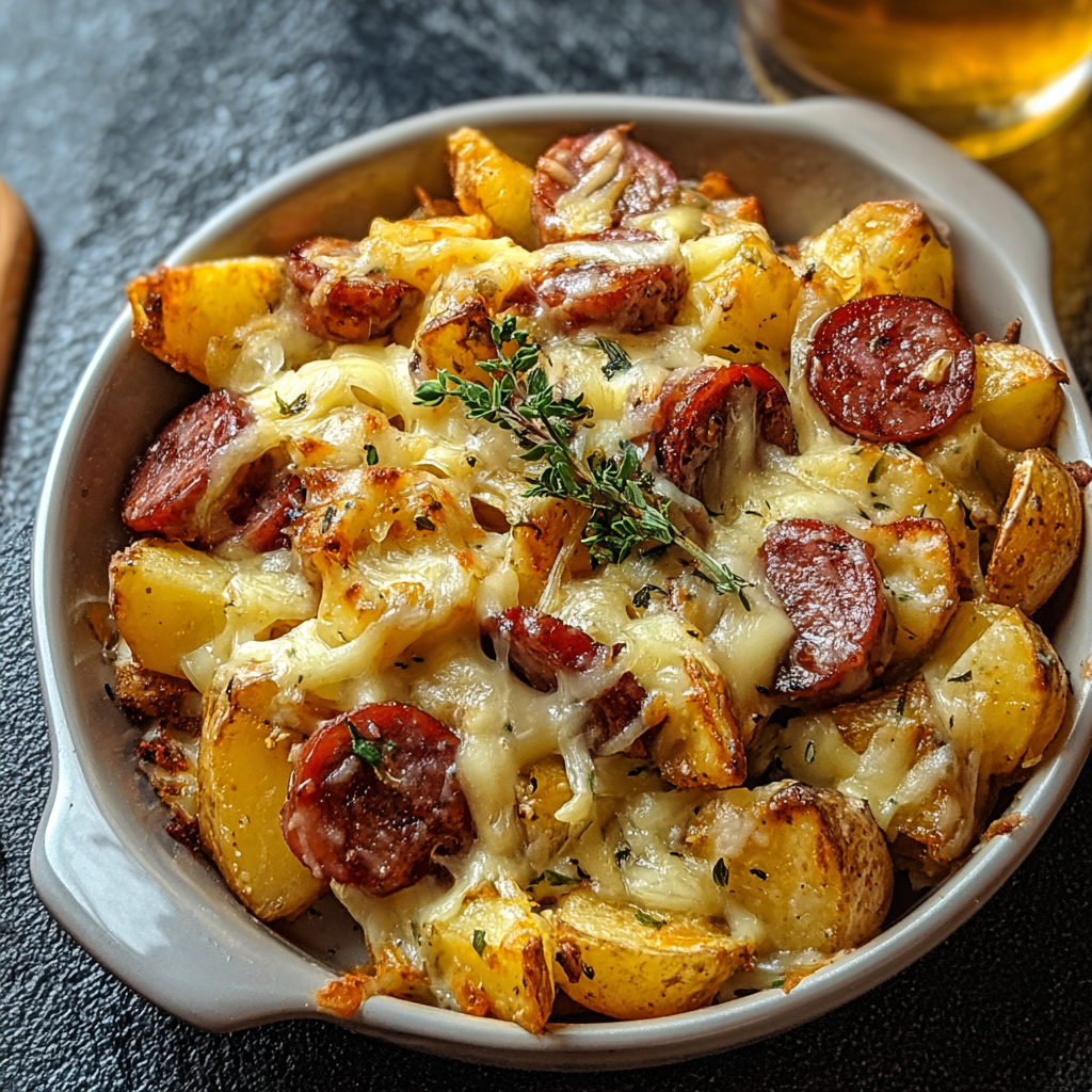 Cheesy Ranch Roasted Potatoes with Smoked Sausage