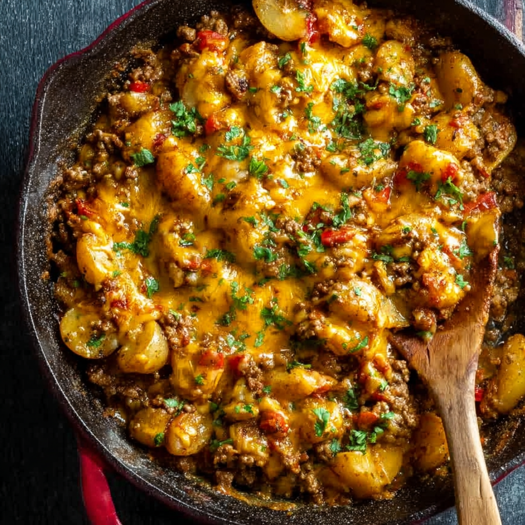 Cheesy One-Pot Ground Beef and Potatoes 🧀🥔🍲