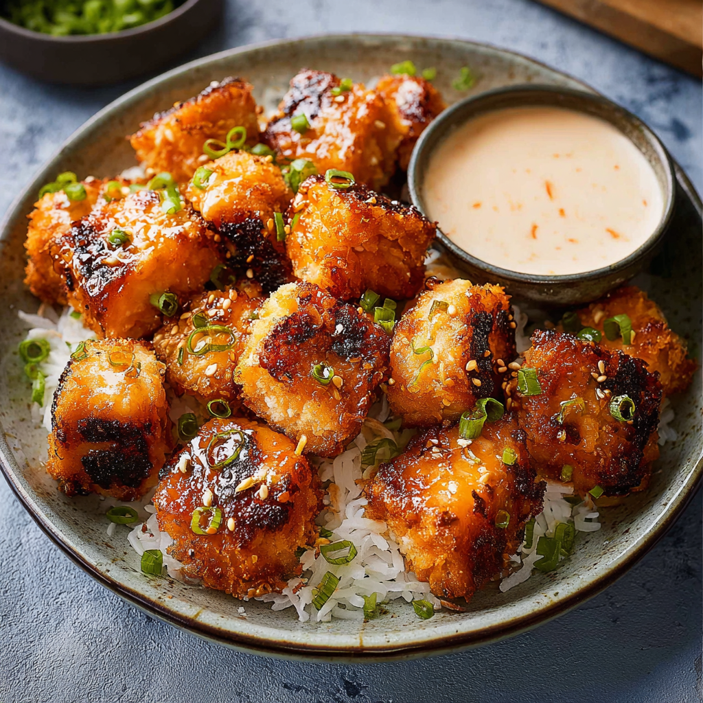 Air Fryer Bang Bang Salmon Bites (Crispy, Spicy & Creamy!)