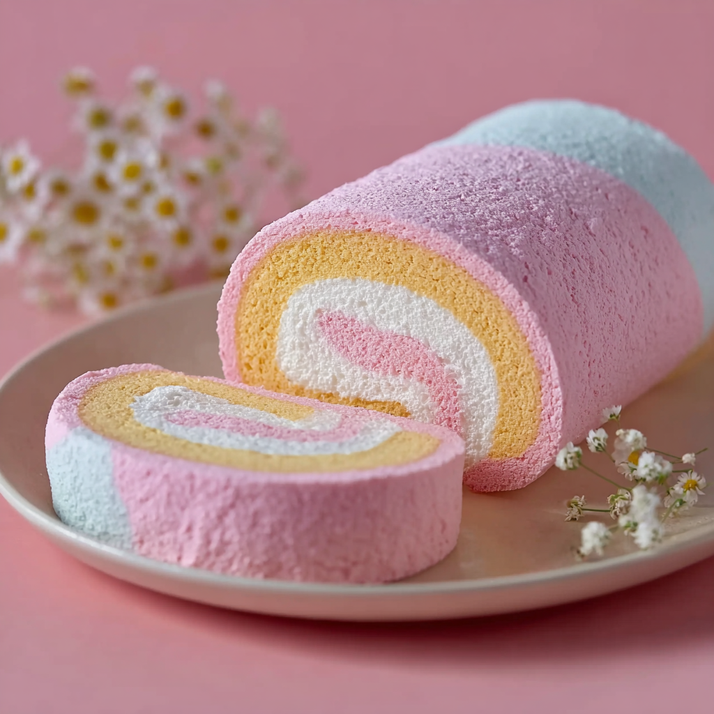 Japanese Cotton Candy Cake Roll 🎂🌸 (A Pastel Dream You Can Bake at Home)