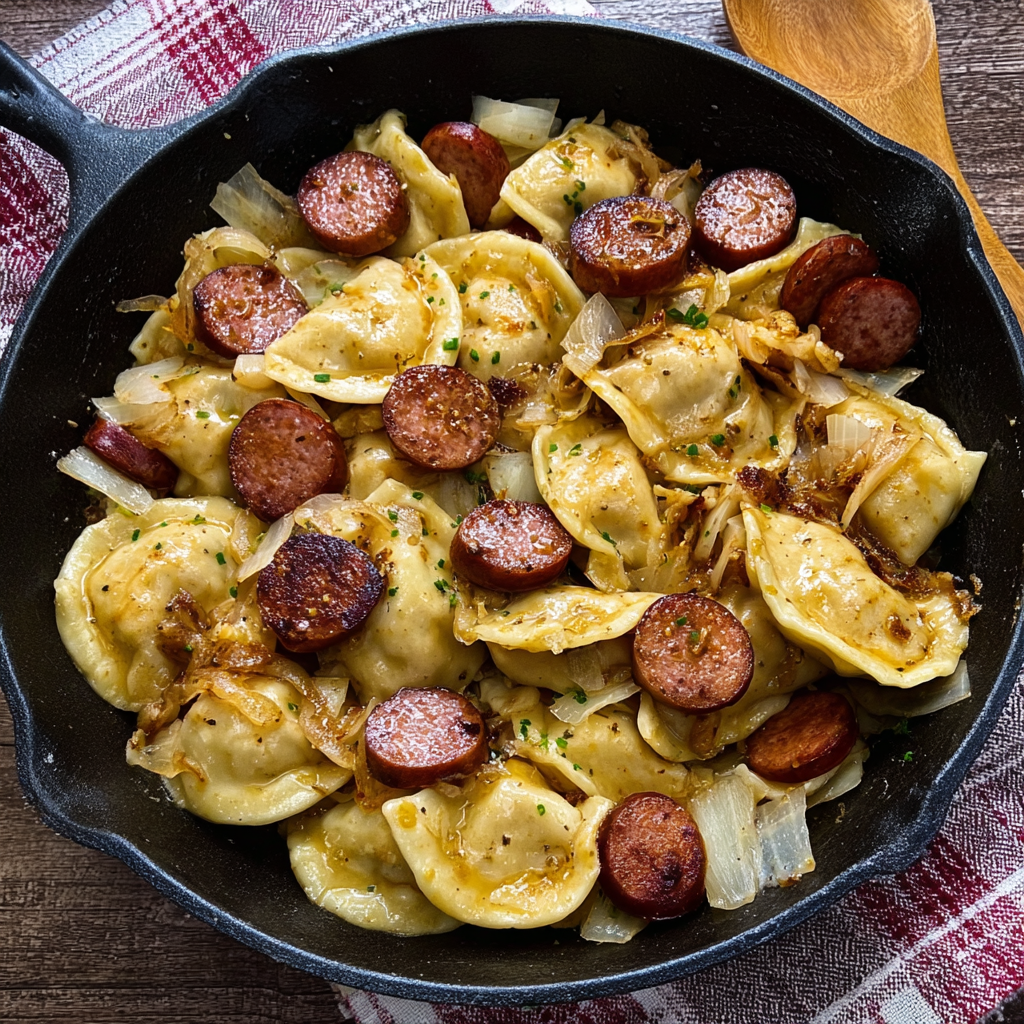 Pierogies and Kielbasa Skillet 🥟🌭🔥