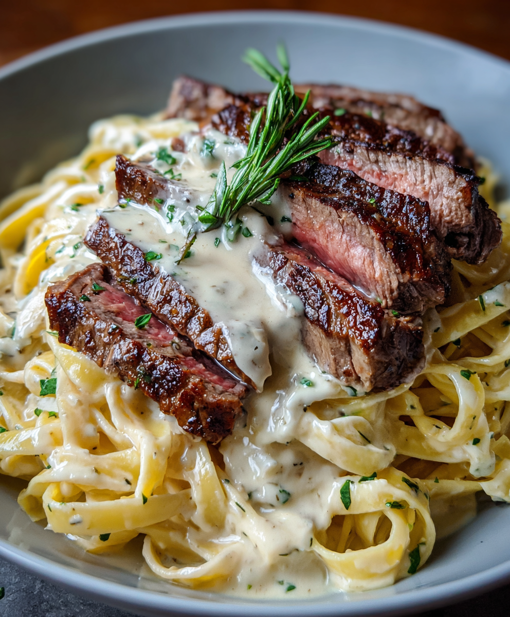 Savory Steak Gorgonzola Alfredo with Creamy Parmesan Sauce (Restaurant-Style Comfort Pasta)