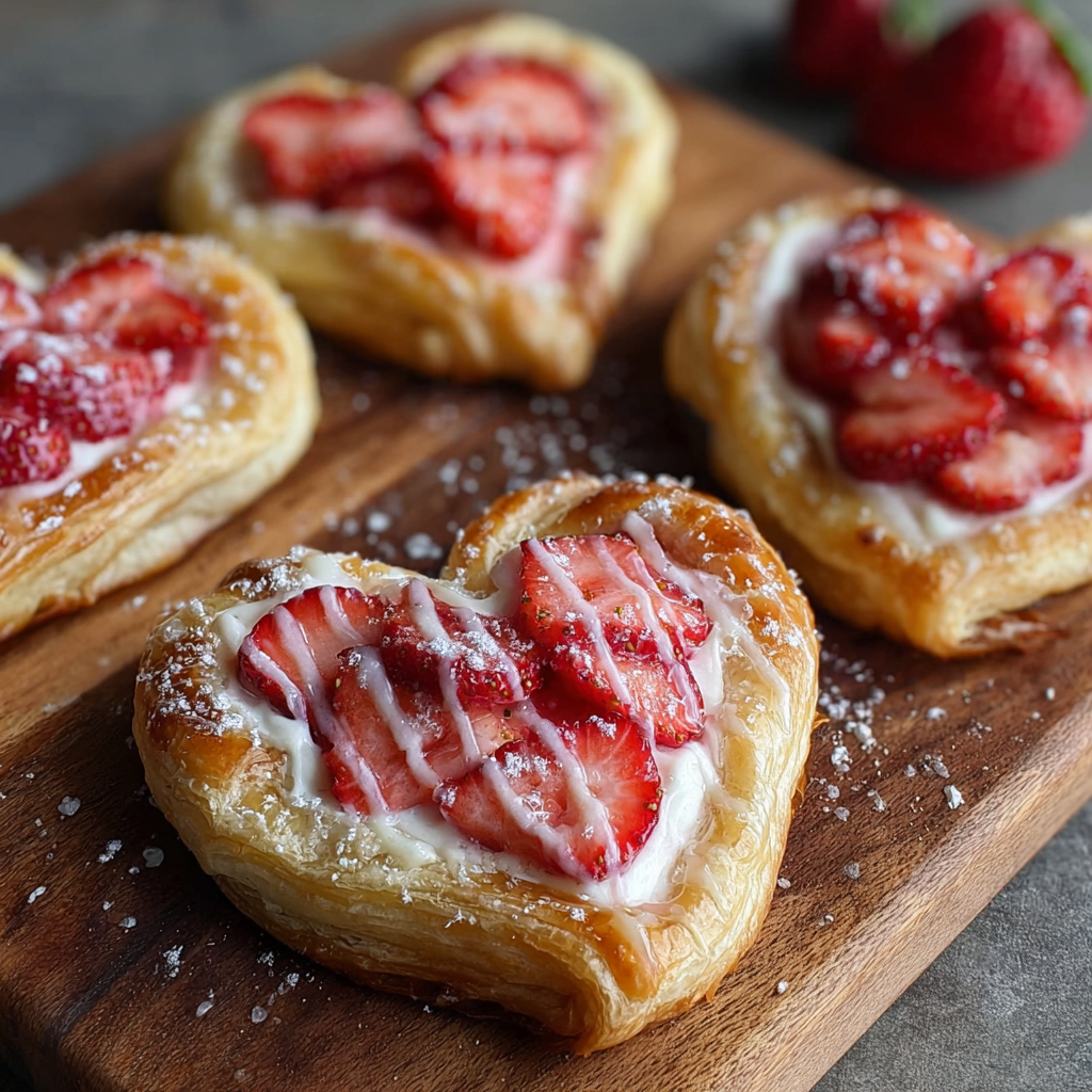 Strawberry Cream Cheese Heart Danishes (Flaky, Sweet & Perfect for Special Moments)