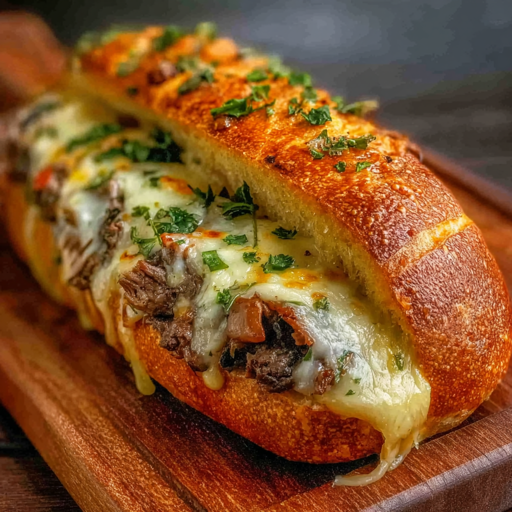 Cheesesteak-Stuffed Garlic Loaf