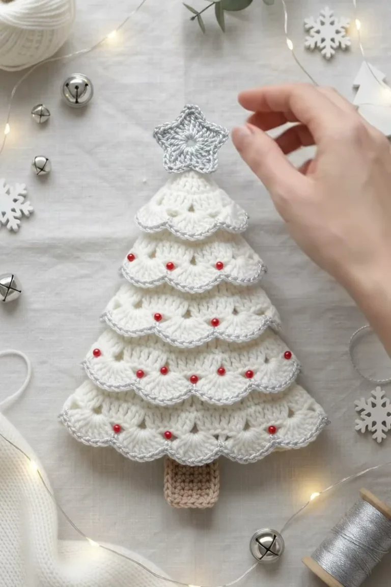 Crochet Scalloped Christmas Tree Ornament Pattern