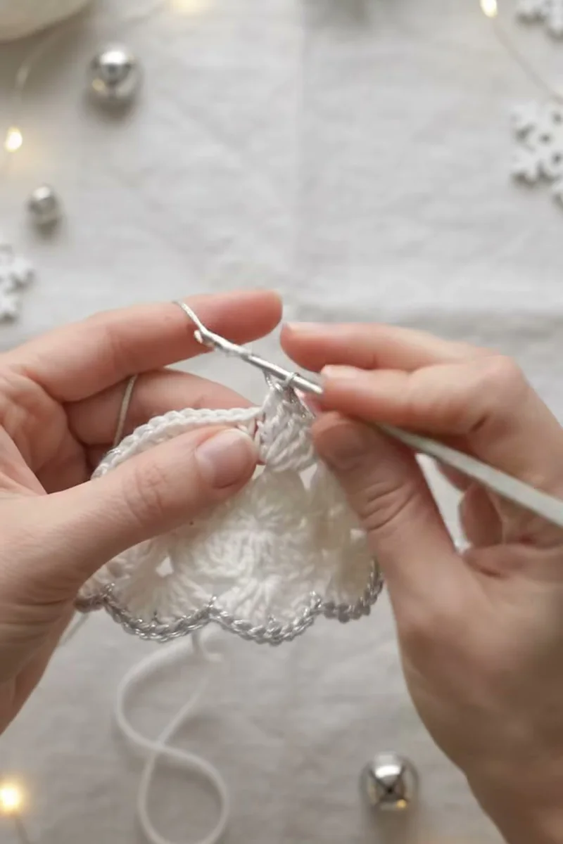 Crocheting the Crochet Scalloped Christmas Tree Ornament Pattern