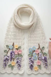 Crochet Wisteria Flower Mesh Scarf Pattern